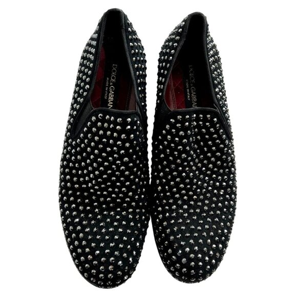Dolce & Gabbana Crystal Studded Loafers in Black main image 11